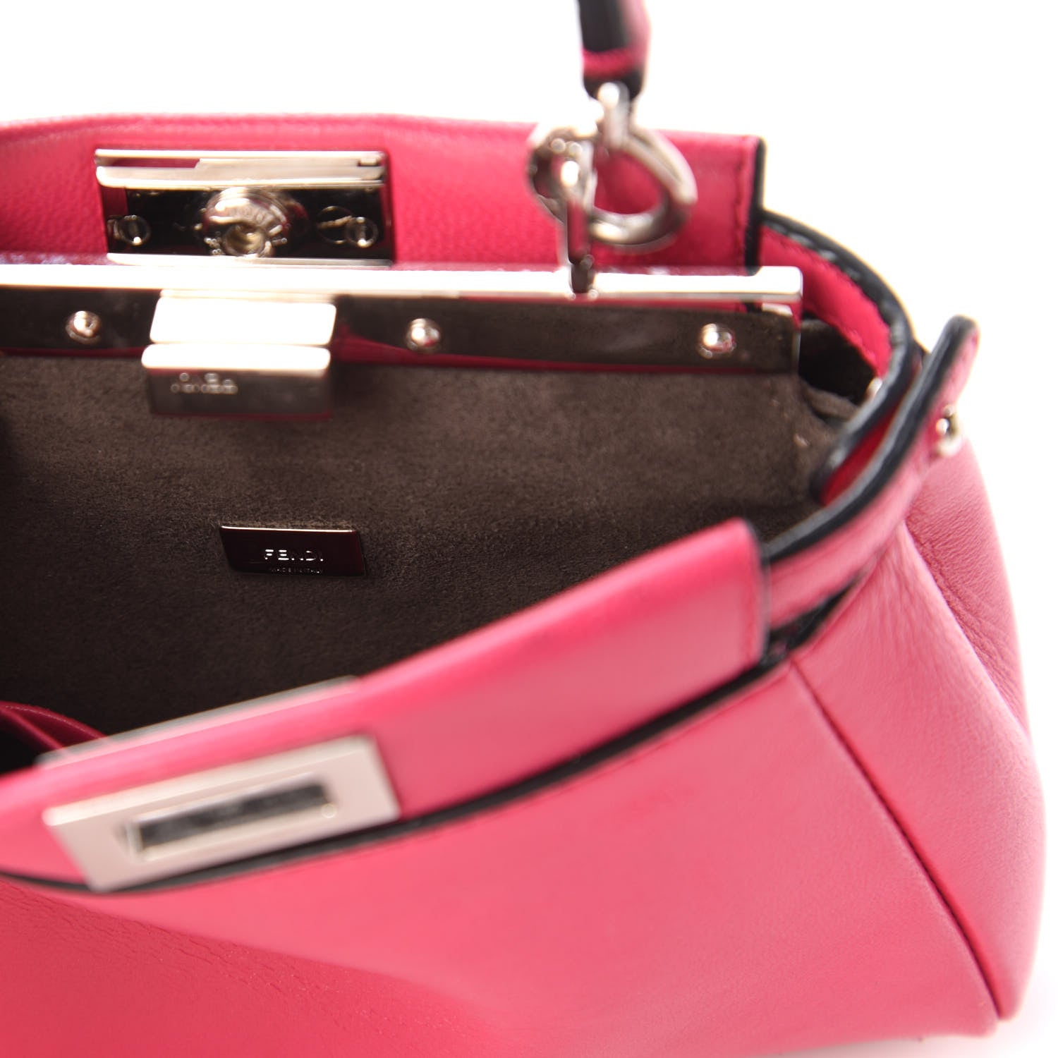 Fendi Shiny Nappa Micro Peekaboo Iconic Satchel Fuxia 8 of 10