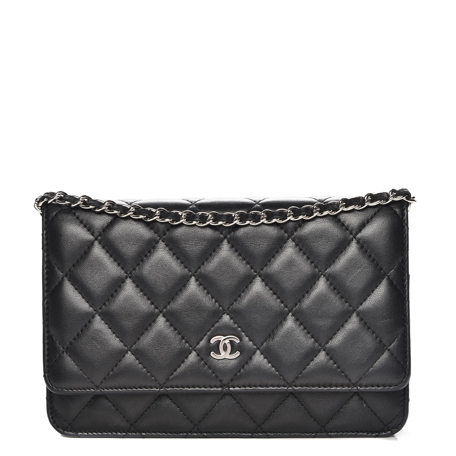 Chanel Lambskin Quilted Wallet On Chain WOC Black 1 of 8