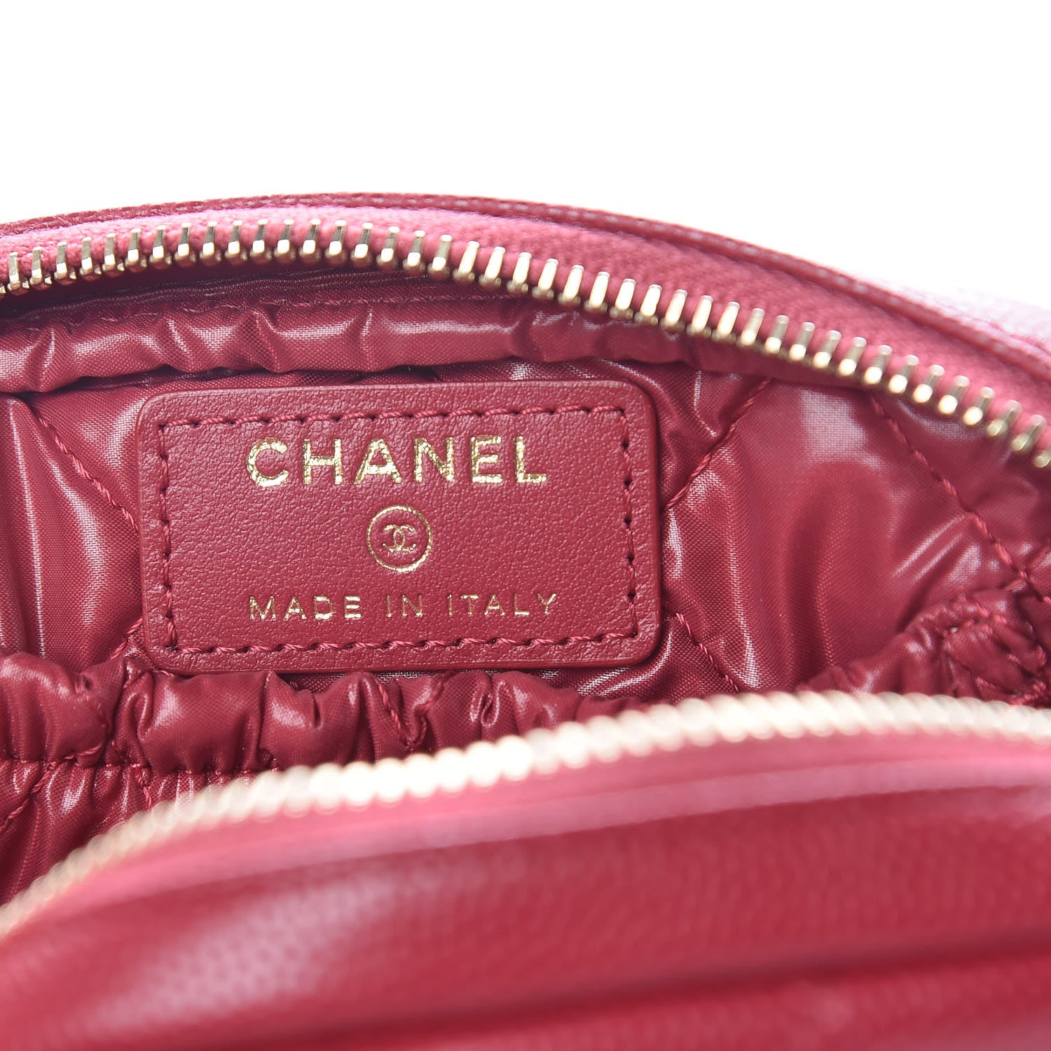 Chanel Caviar Quilted Small Curvy Pouch Cosmetic Case Dark Pink 6 of 10