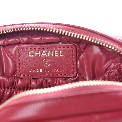 Chanel Caviar Quilted Small Curvy Pouch Cosmetic Case Dark Pink 6 of 10