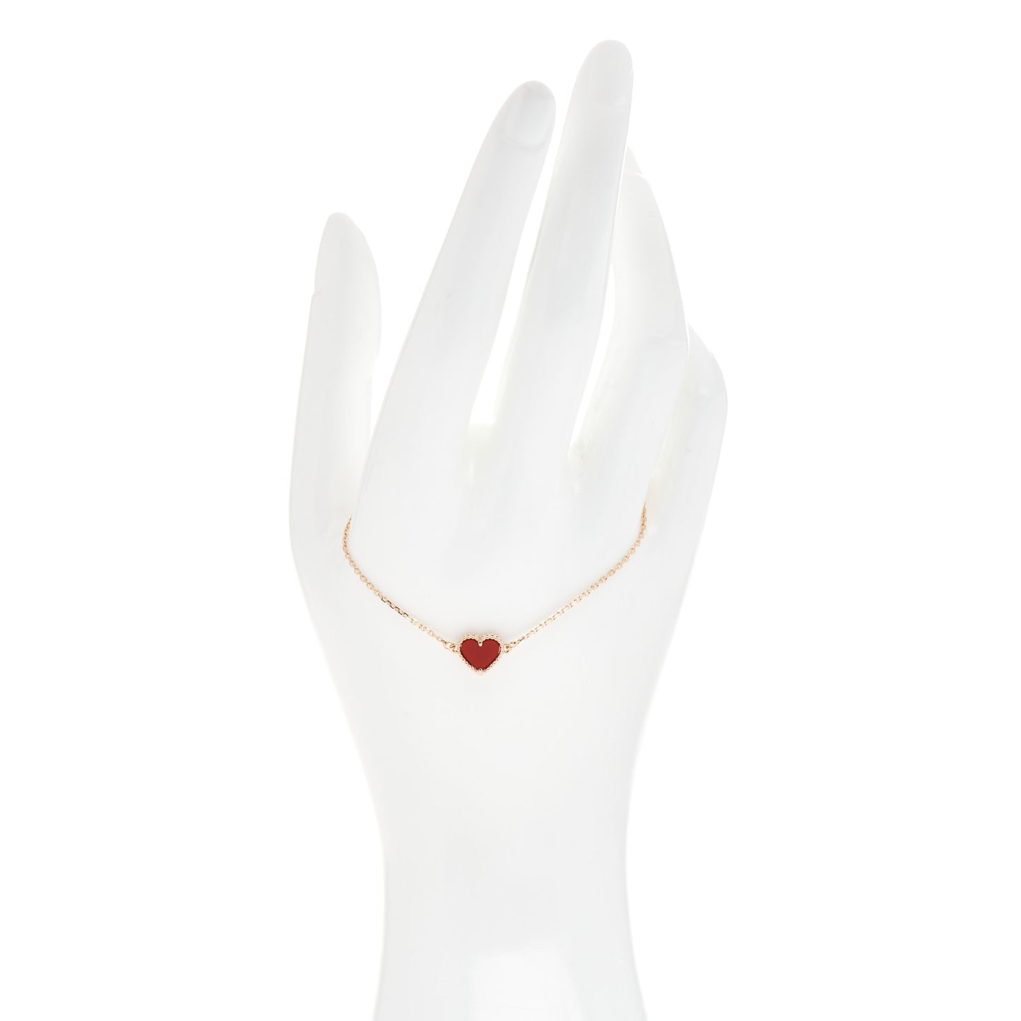 18K Rose Gold Carnelian Sweet Alhambra Heart Bracelet