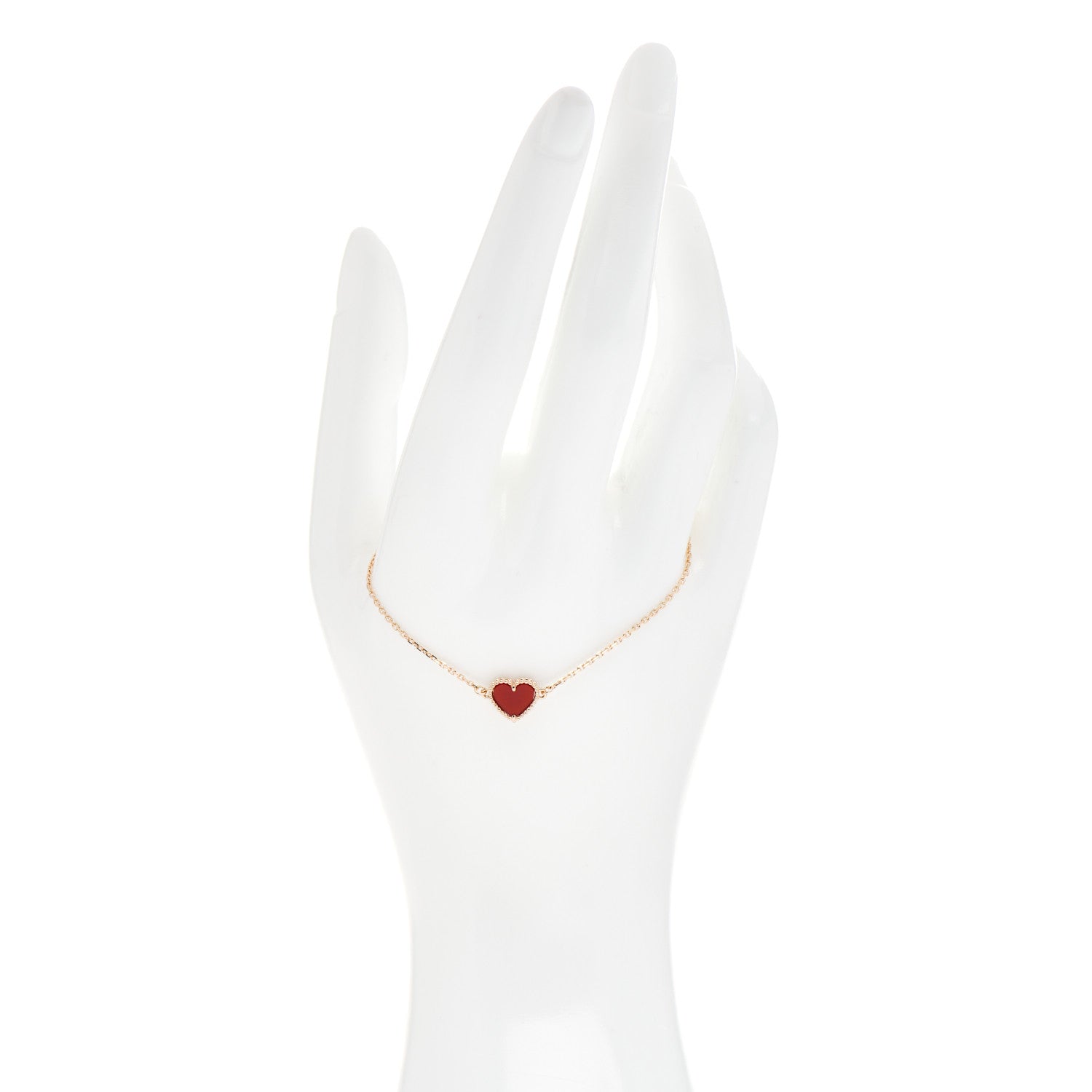 Van Cleef & Arpels 18K Rose Gold Carnelian Sweet Alhambra Heart Bracelet 2 of 5