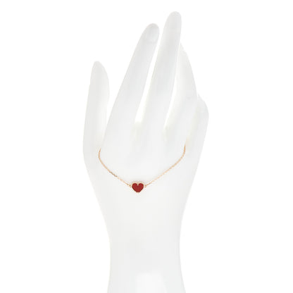 Van Cleef & Arpels 18K Rose Gold Carnelian Sweet Alhambra Heart Bracelet 2 of 5