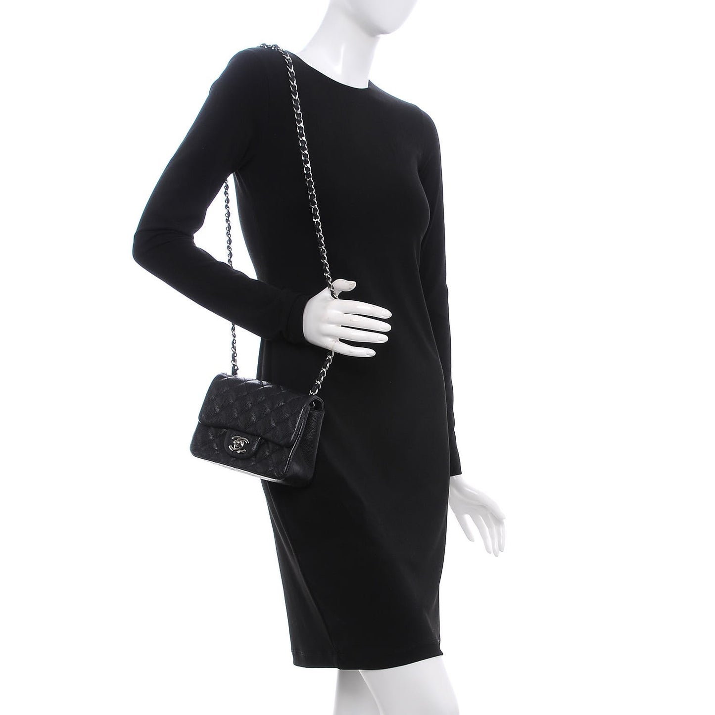 Caviar Quilted Mini Square Flap Black