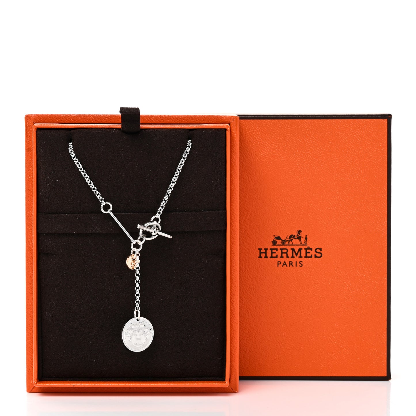Sterling Silver 18K Rose Gold PM Ex-Libris Pendant Necklace