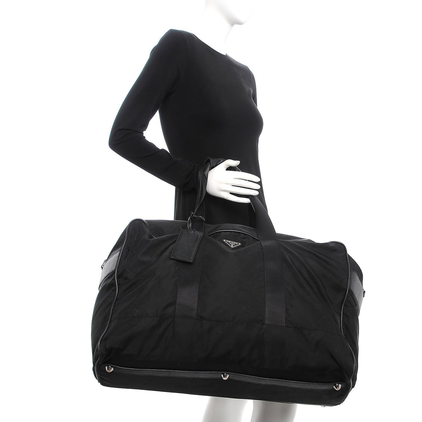 Tessuto Nylon Saffiano Viaggio Carry On Travel Bag Black