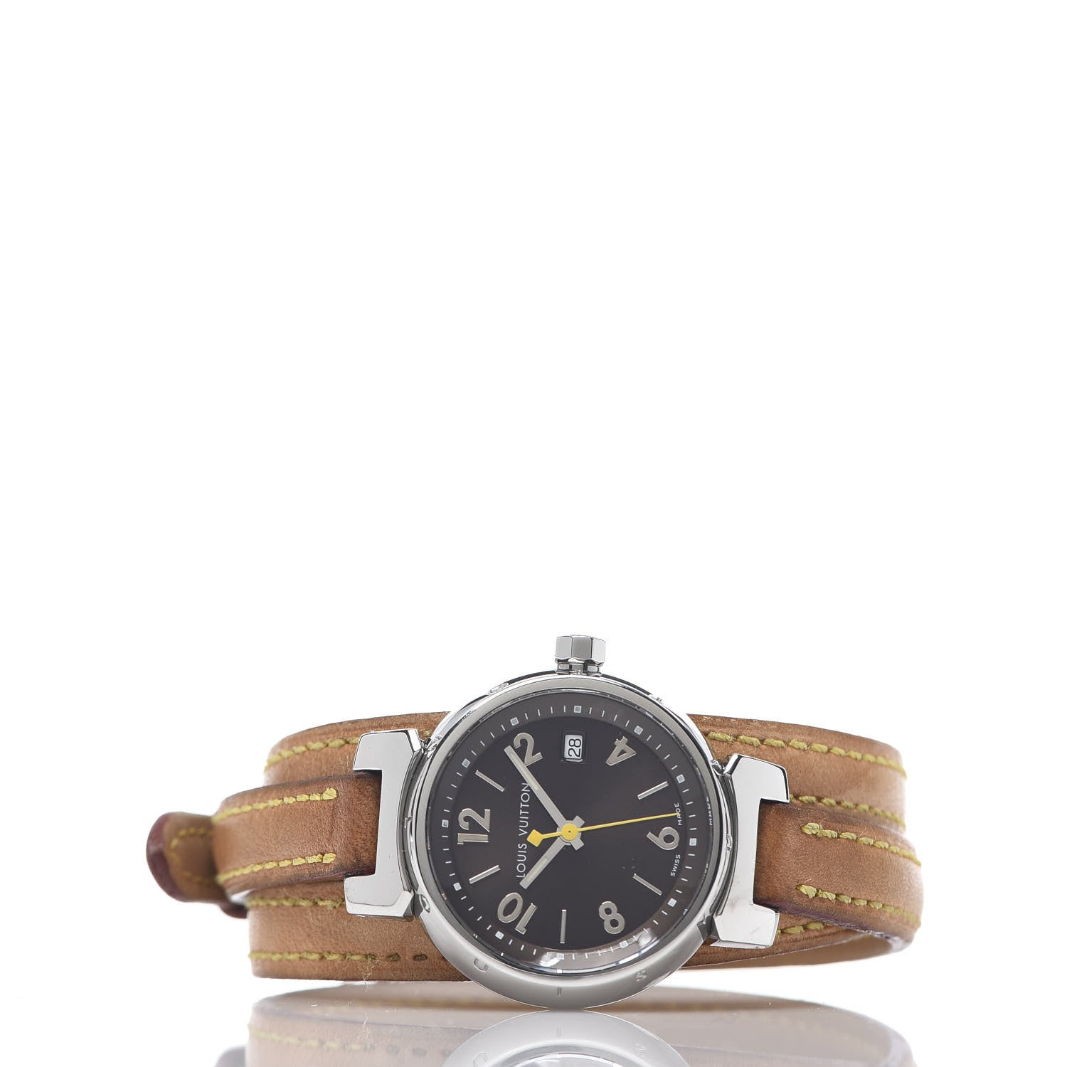 Louis Vuitton Stainless Steel Vachetta 28mm Tambour Triple Wrap Quartz Watch Brown 2 of 4