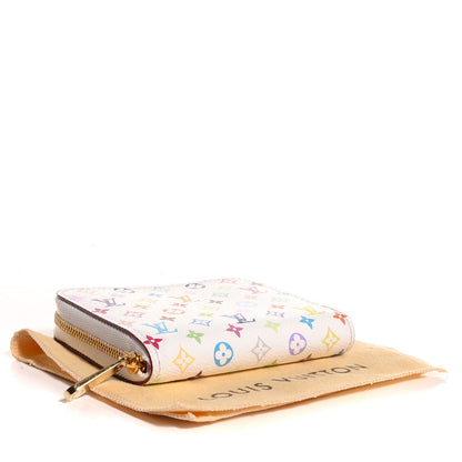 Louis Vuitton Monogram Multicolor Zippy Coin Purse Wallet White Litchi 4 of 7