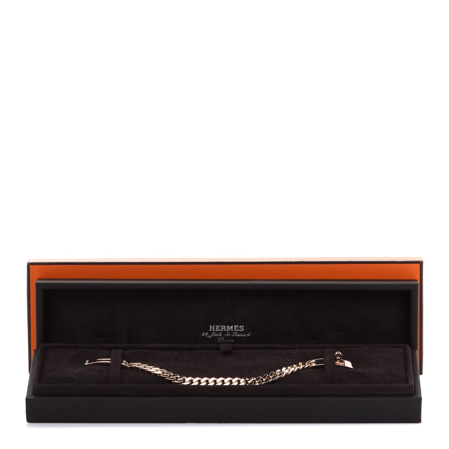 Hermes 18K Rose Gold Diamond PM Kelly Chaine Bracelet SH 6 of 6