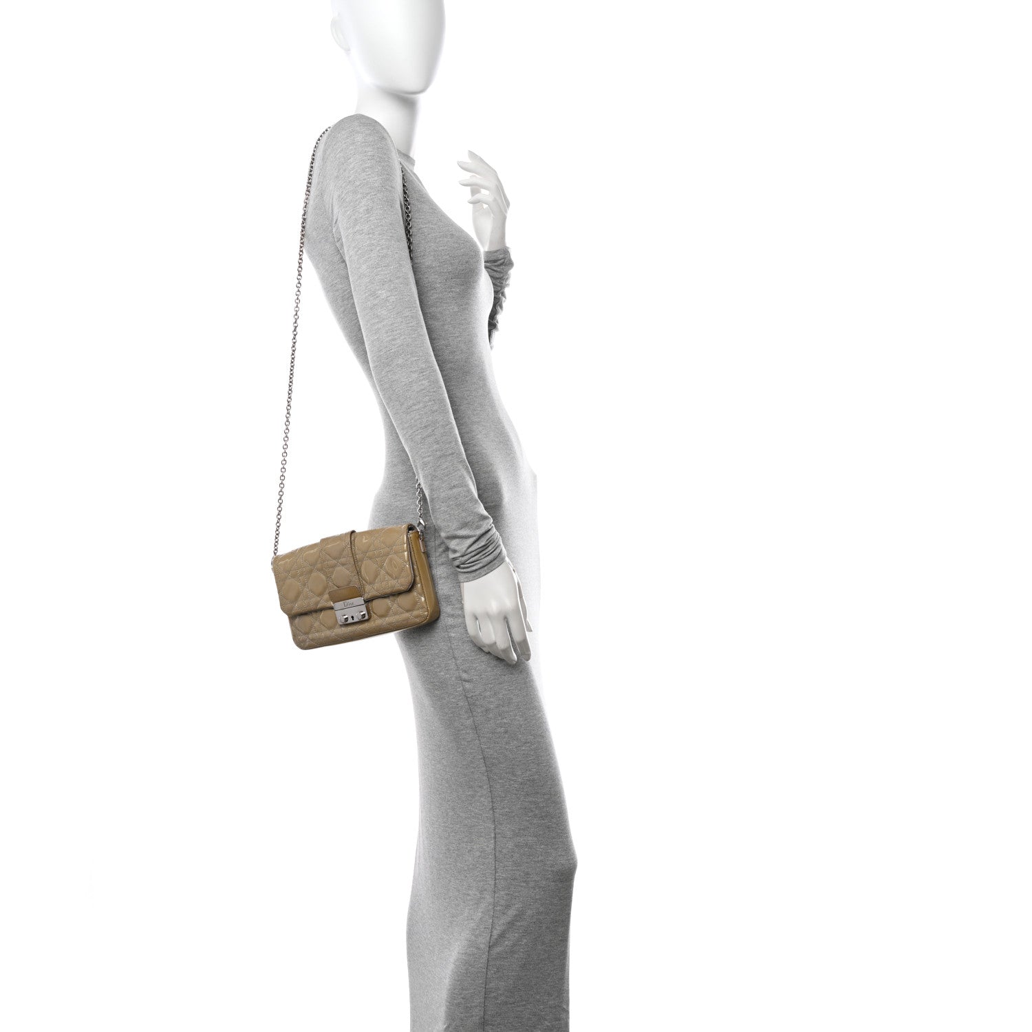 Christian Dior Patent Cannage New Lock Pouch Beige 2 of 12