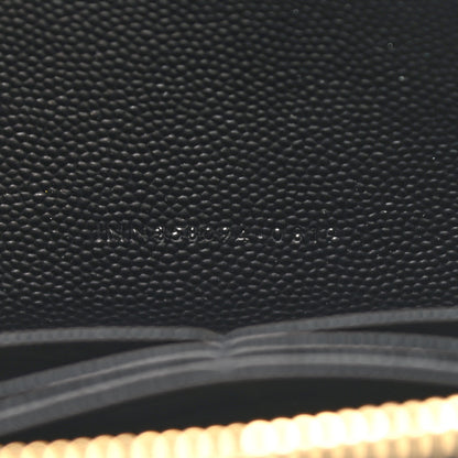 Saint Laurent Grain De Poudre Matelasse Chevron Monogram Zip Around Wallet Black 6 of 7