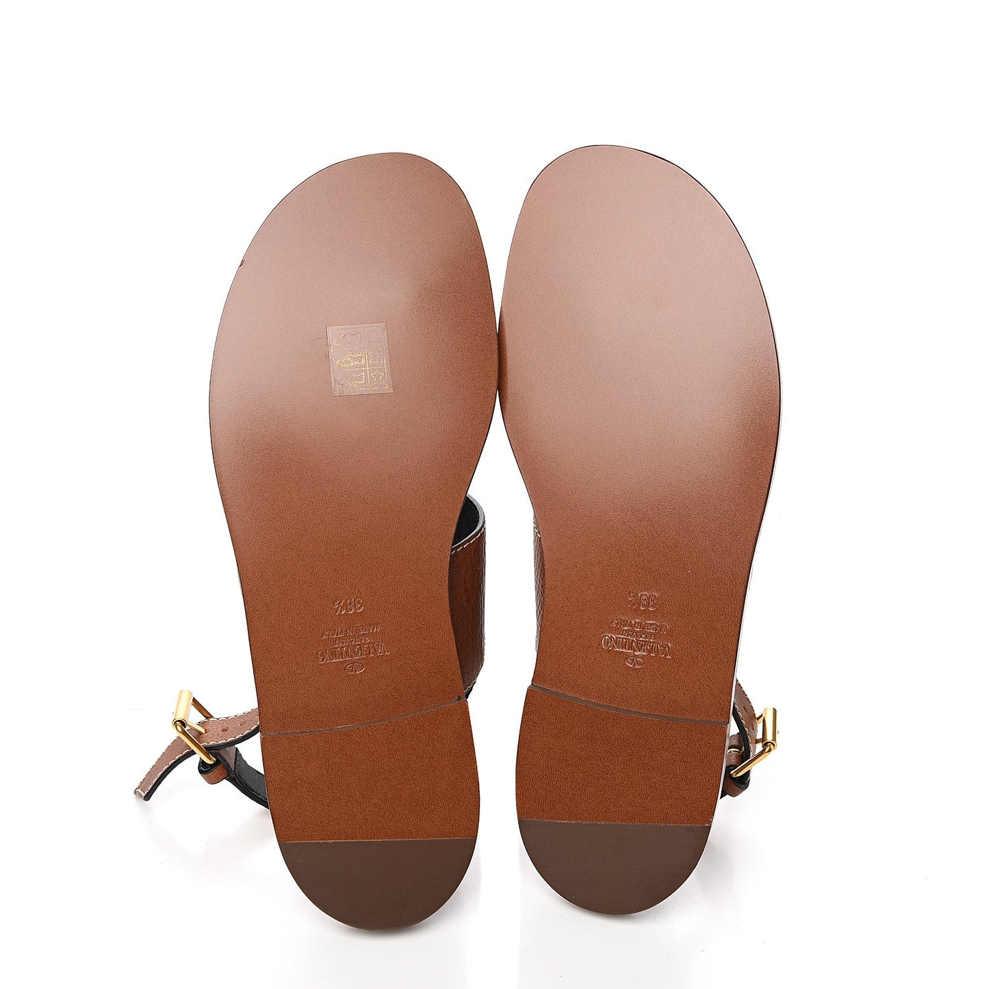 Grainy Cowhide Vlogo Slingback Flat Thong Sandals 38.5 Cuoio