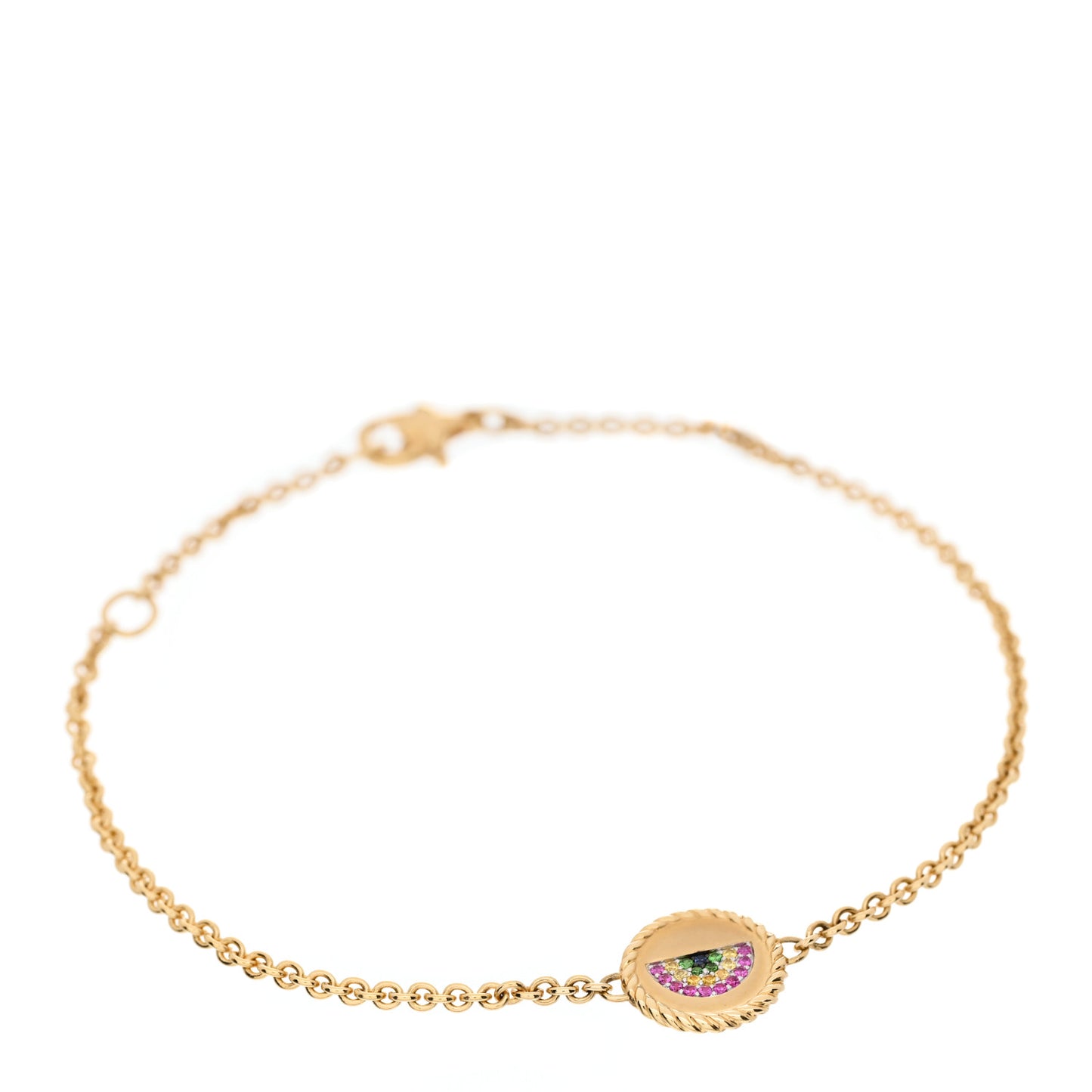 18K Yellow Gold Pink Yellow Sapphire Tsavorite Collectibles Rainbow Bracelet