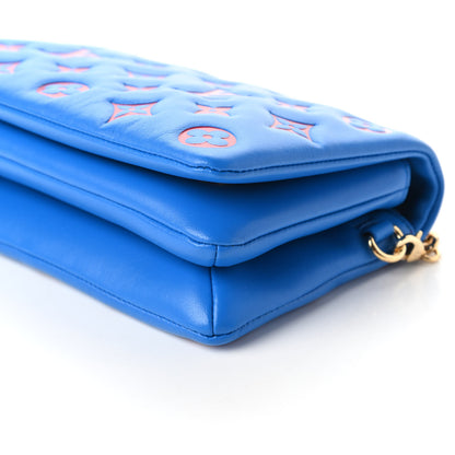 Louis Vuitton Lambskin Embossed Monogram Vuittamins Pochette Coussin Blue Red 7 of 10