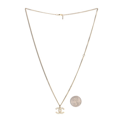 Chanel Crystal CC Pendant Necklace Gold 2 of 4