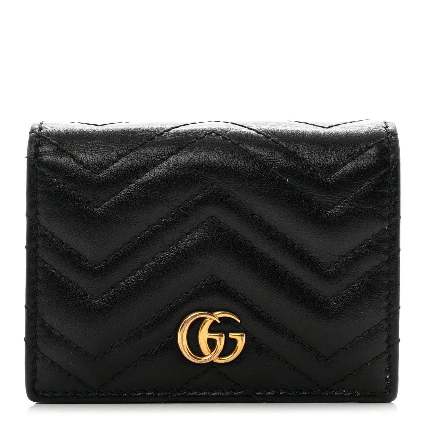 Calfskin Matelasse GG Marmont Card Case Wallet Black