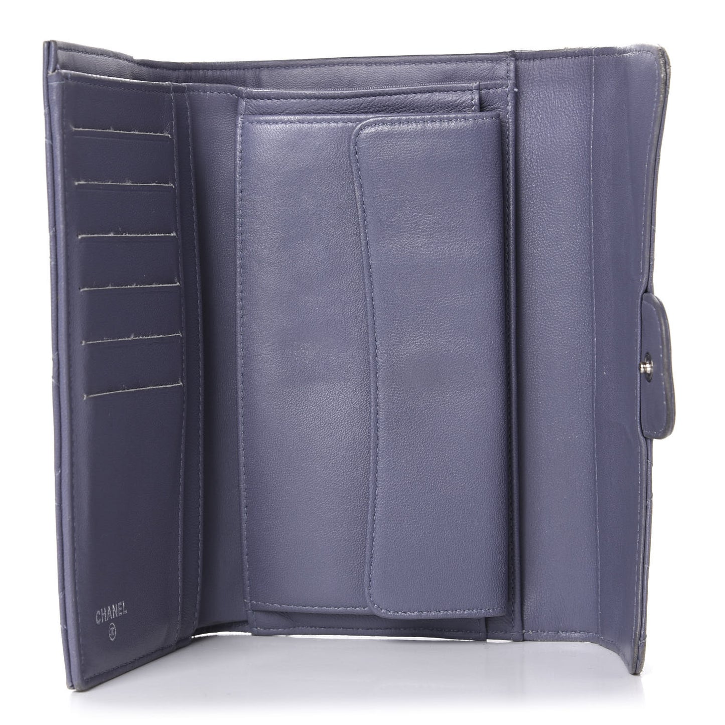 Lambskin Quilted Large Flap Wallet Purple
