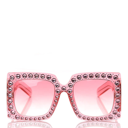 Gucci Acetate Crystal Oversize Sunglasses GG0148S Pink 2 of 6