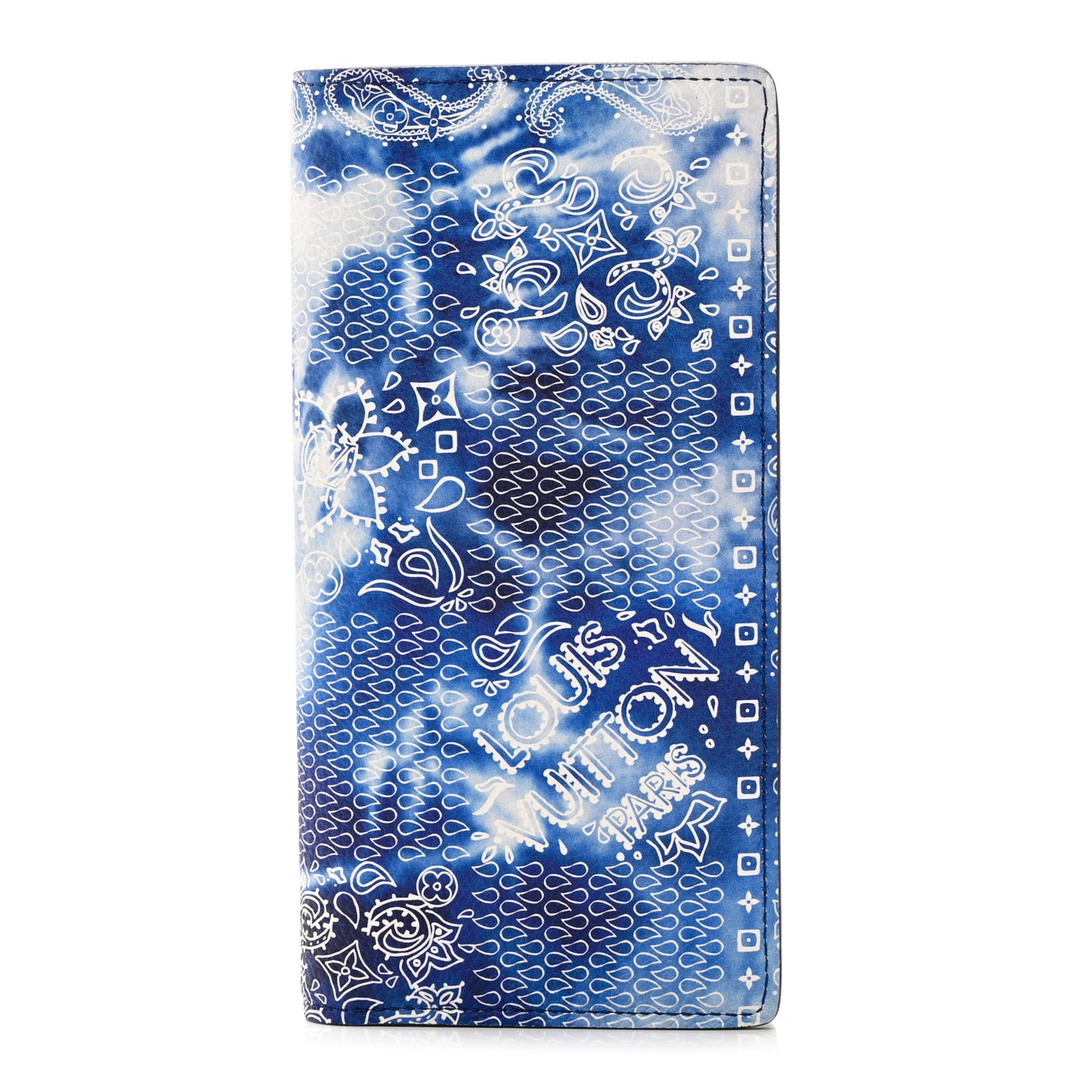 Cowhide Monogram Bandana Brazza Wallet Blue