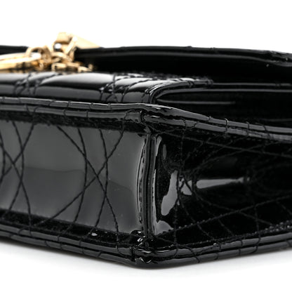 Christian Dior Patent Cannage Lady Dior Chain Pouch Black 9 of 10