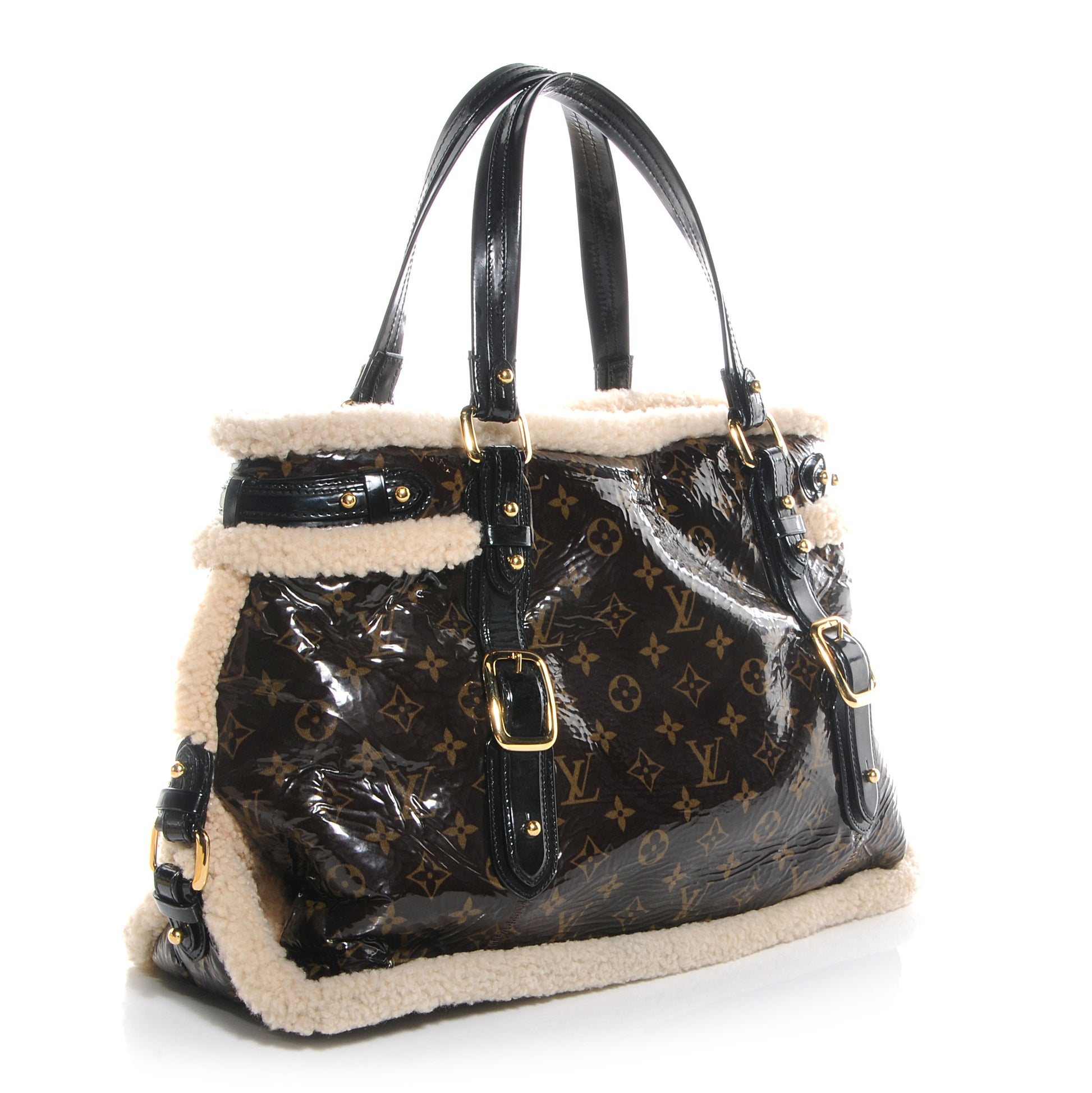 Louis Vuitton Patent Monogram Shearling Sac Thunder 3 of 7