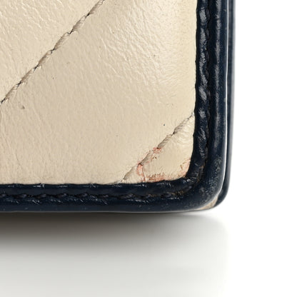 Gucci Vintage Effect Calfskin Matelasse Diagonal Torchon GG Marmont Card Case Wallet Mystic White Blue Agata 12 of 13