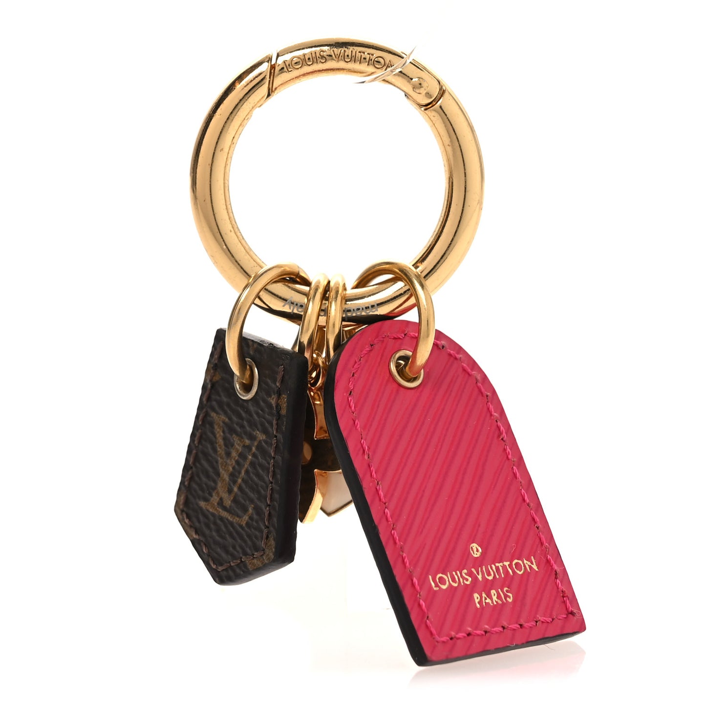 Monogram Fetish Lug Tag Bag Charm Fuschia