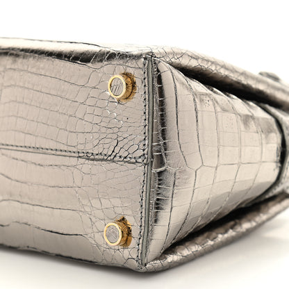 Nancy Gonzalez Metallic Crocodile Mini Cristie Satchel Anthracite 13 of 13