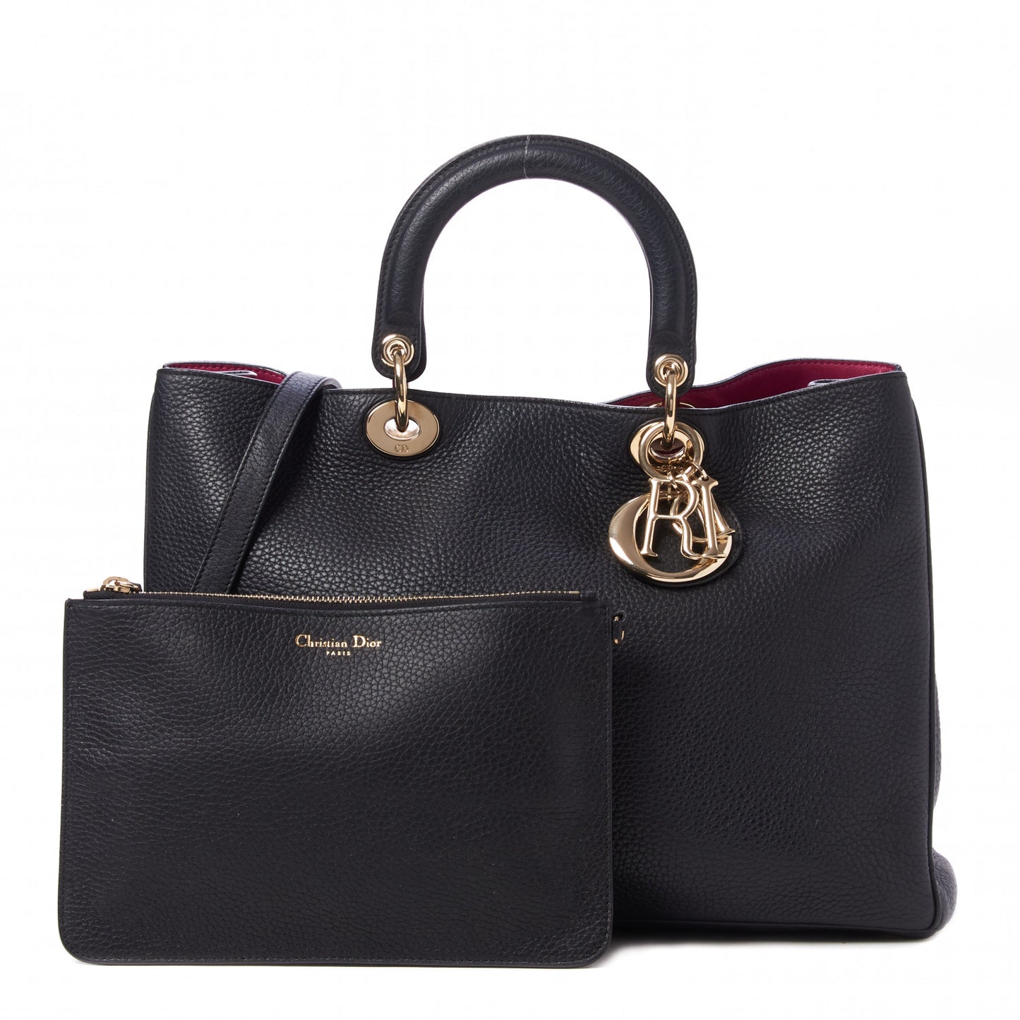 Smooth Calfskin Large Diorissimo Tote Black Rose Indien