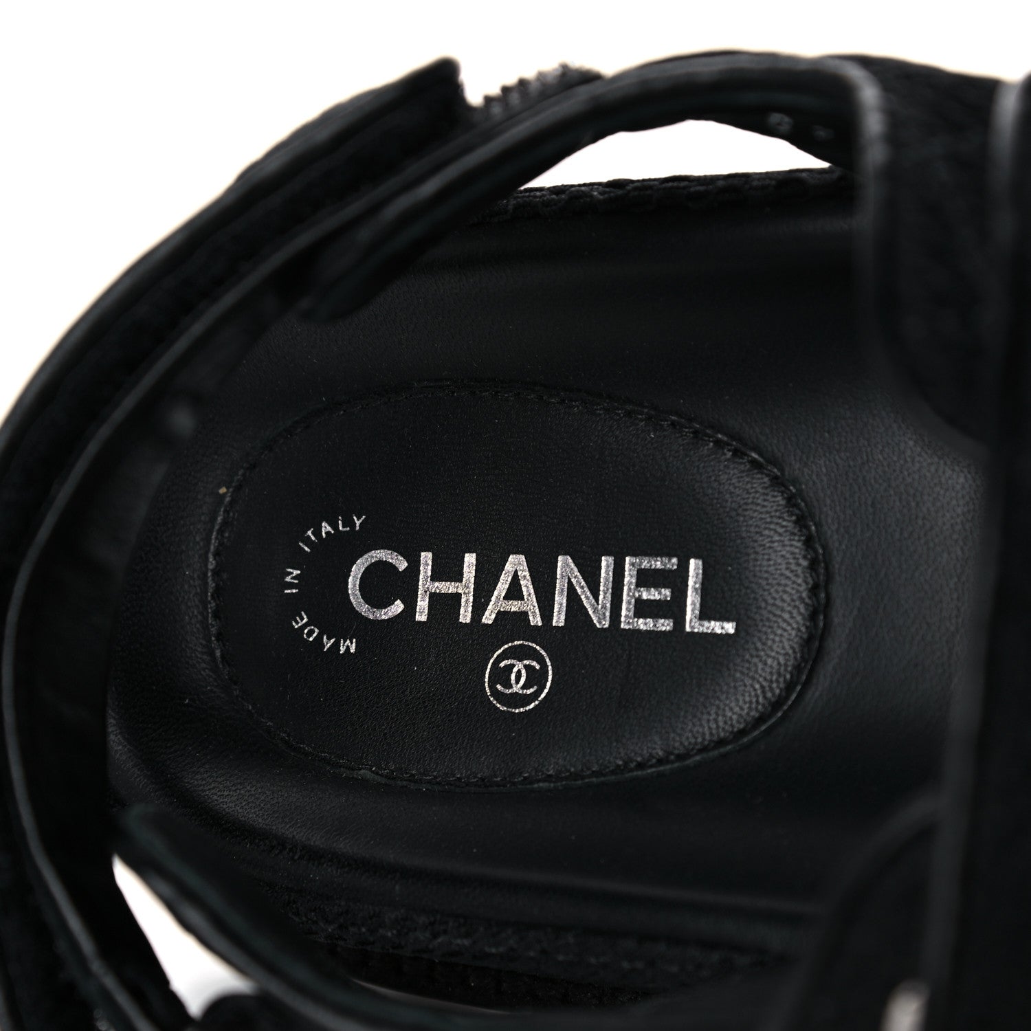 Chanel Fabric Velcro Dad Sandals 38 Black 9 of 13