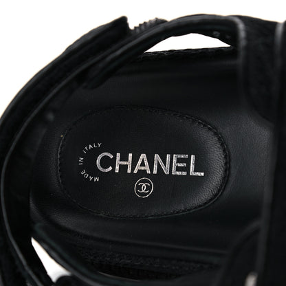 Chanel Fabric Velcro Dad Sandals 38 Black 9 of 13