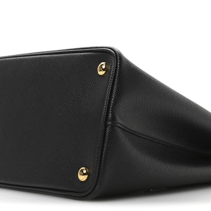 Prada Saffiano Cuir Medium Double Bag Black Fuoco 10 of 10