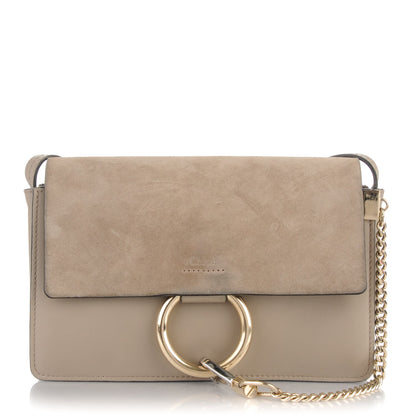 Chloe Suede Calfskin Small Faye Shoulder Bag Motty Grey 1 of 9