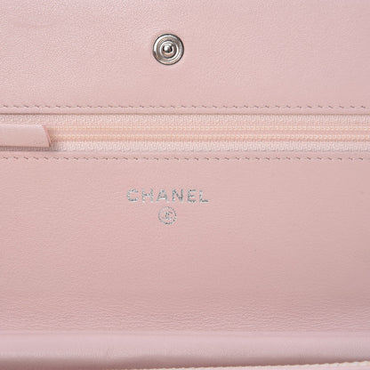 Chanel Patent Quilted Wallet On Chain WOC Light Pink 6 of 10