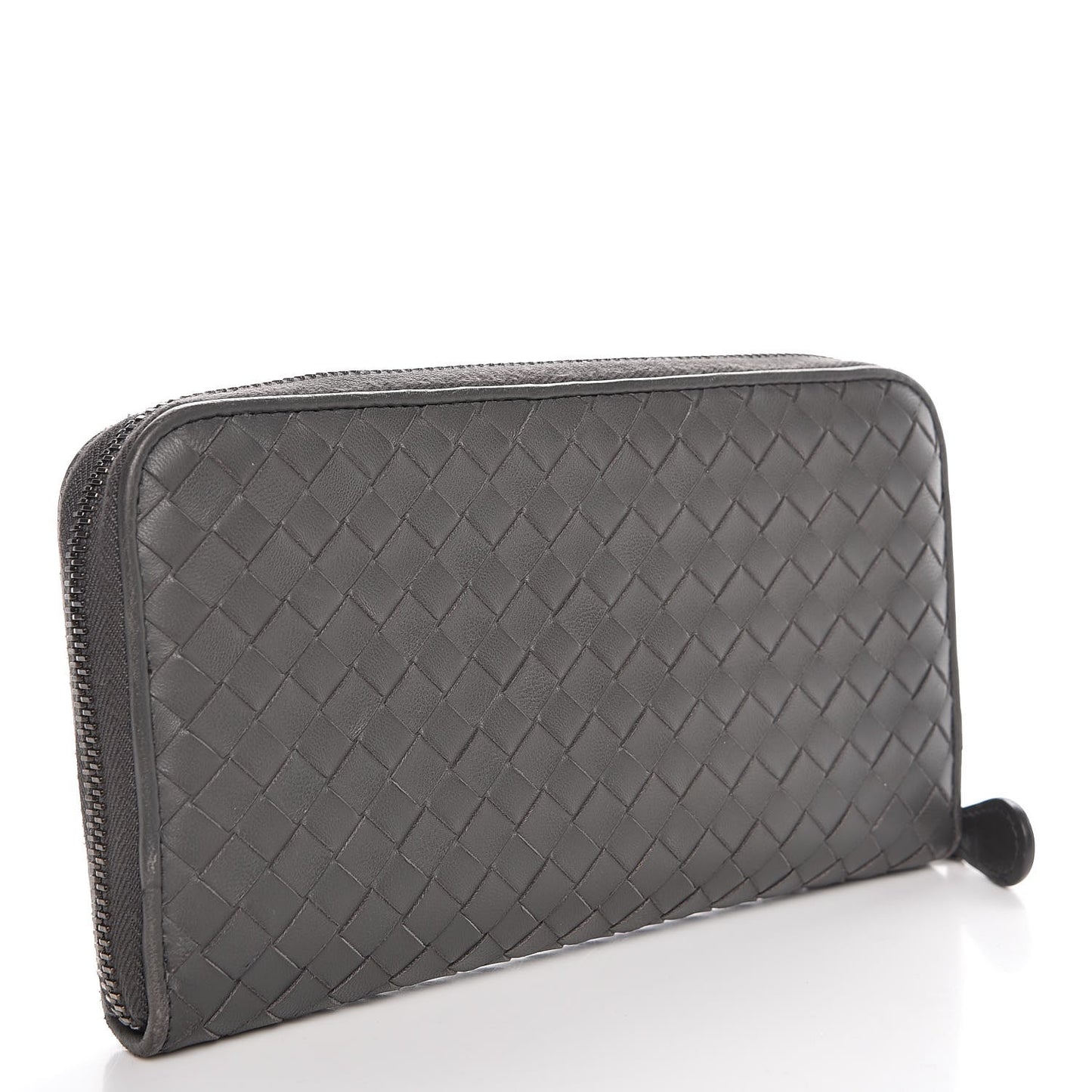 Nappa Intrecciato Zip Around Wallet Grey