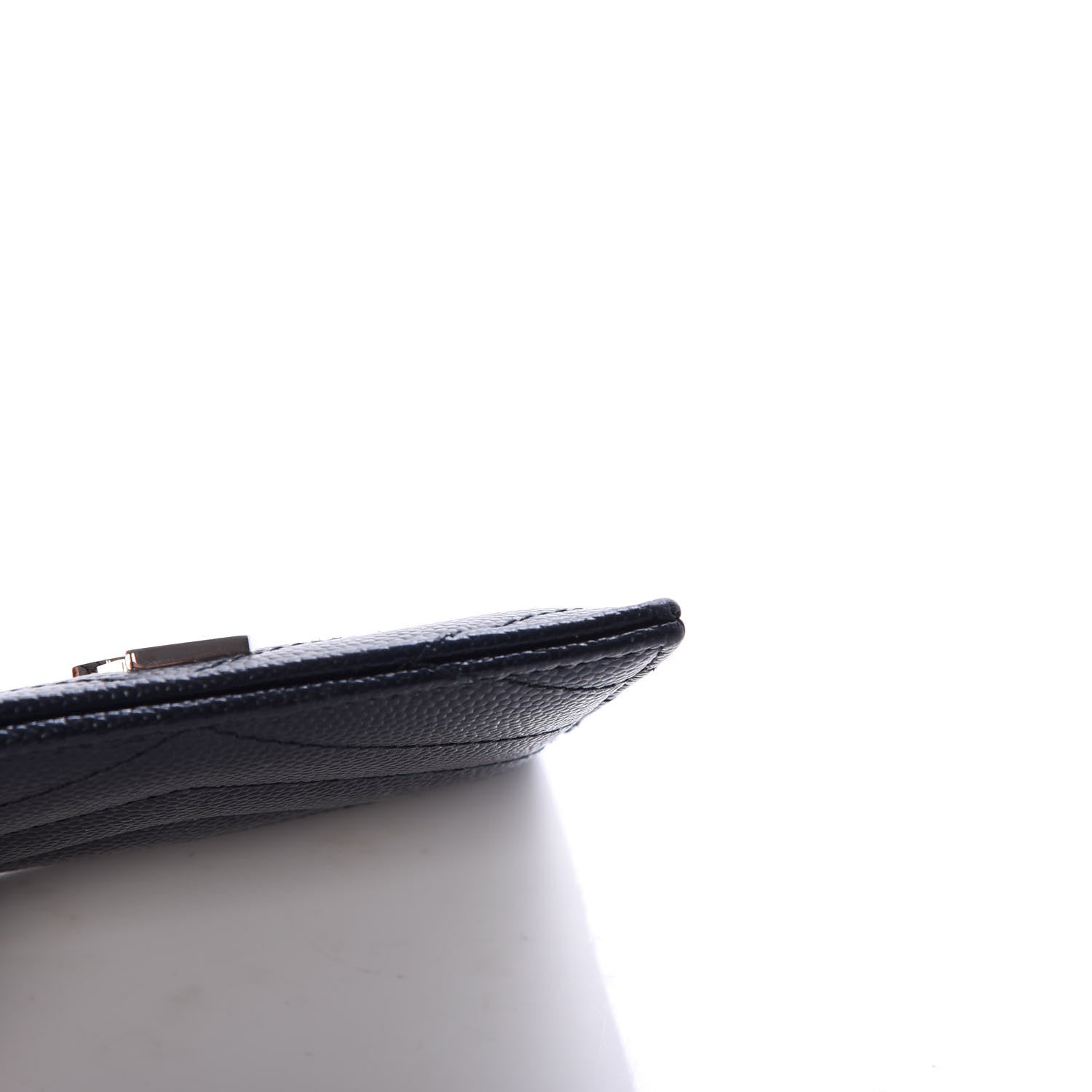 Saint Laurent Grain De Poudre Matelasse Monogram Chevron Credit Card Case Deep Marine 8 of 12