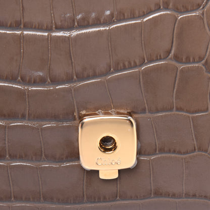 Chloe Calfskin Crocodile Embossed Mini C Double Carry Taupe 11 of 15
