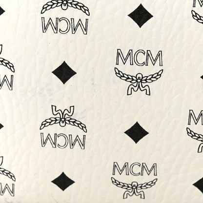 MCM Visetos Liz Shopper Tote Pouch White Black 13 of 14