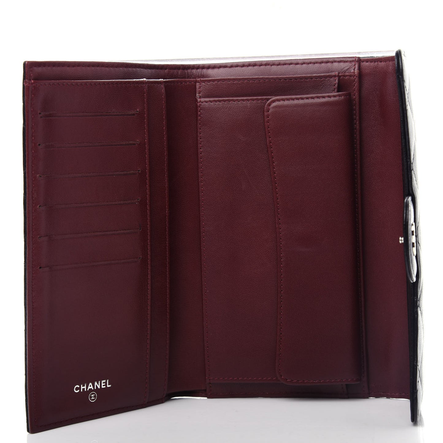 Lambskin Quilted Large Flap Wallet Black