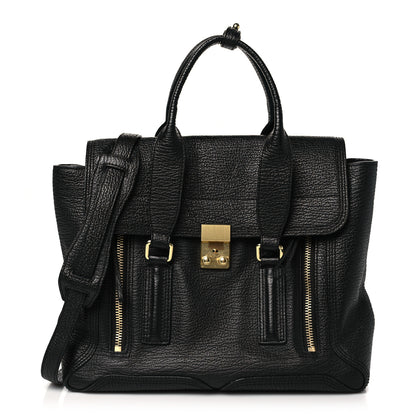 3.1 Phillip Lim Textured Calfskin Medium Pashli Satchel Black 1 of 11