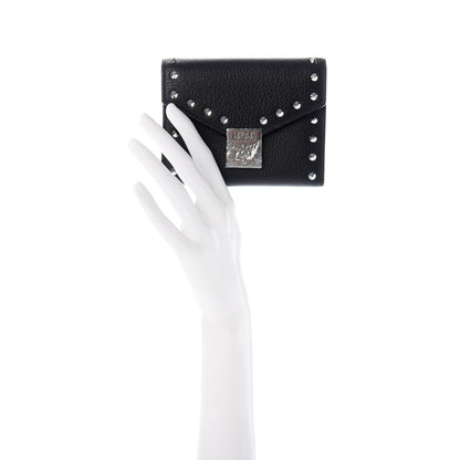 MCM Visetos Studded Compact Patricia Trifold Wallet Black 2 of 7