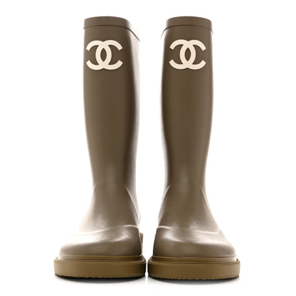 Chanel Caoutchouk CC High Boots 38 Dark Beige 3 of 9