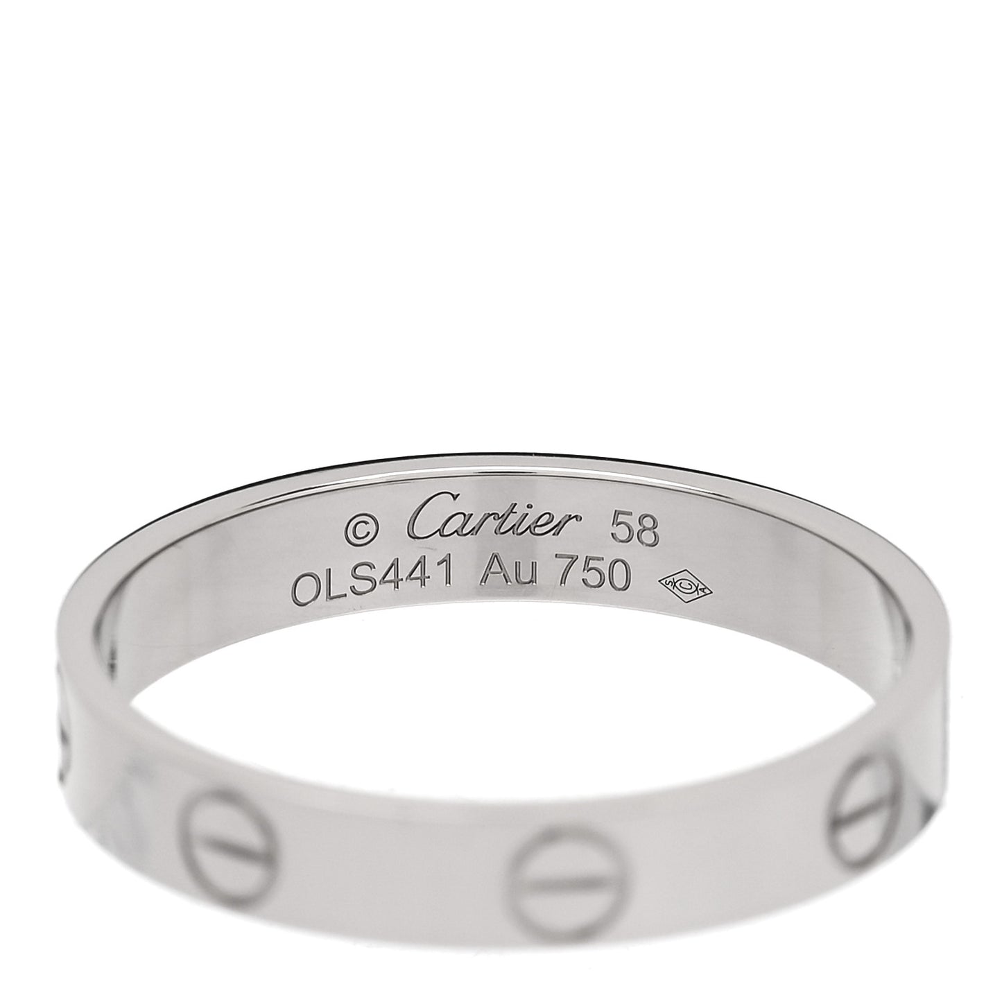 18K White Gold 3.5mm LOVE Wedding Band Ring 58 8.5
