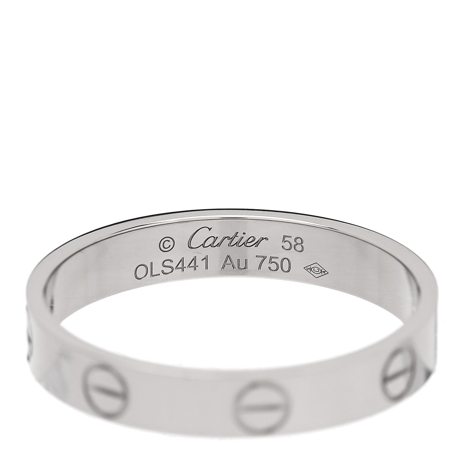 Cartier 18K White Gold 3.5mm LOVE Wedding Band Ring 58 8.5 4 of 5