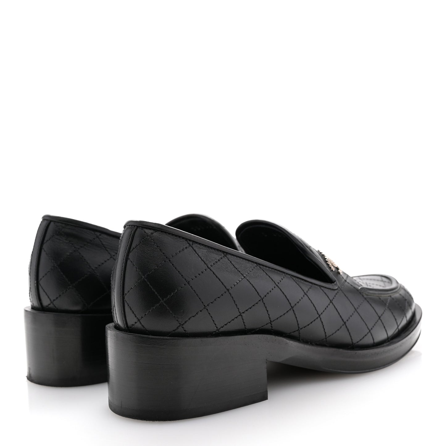 Calfskin Stitched CC Loafers 39 Black