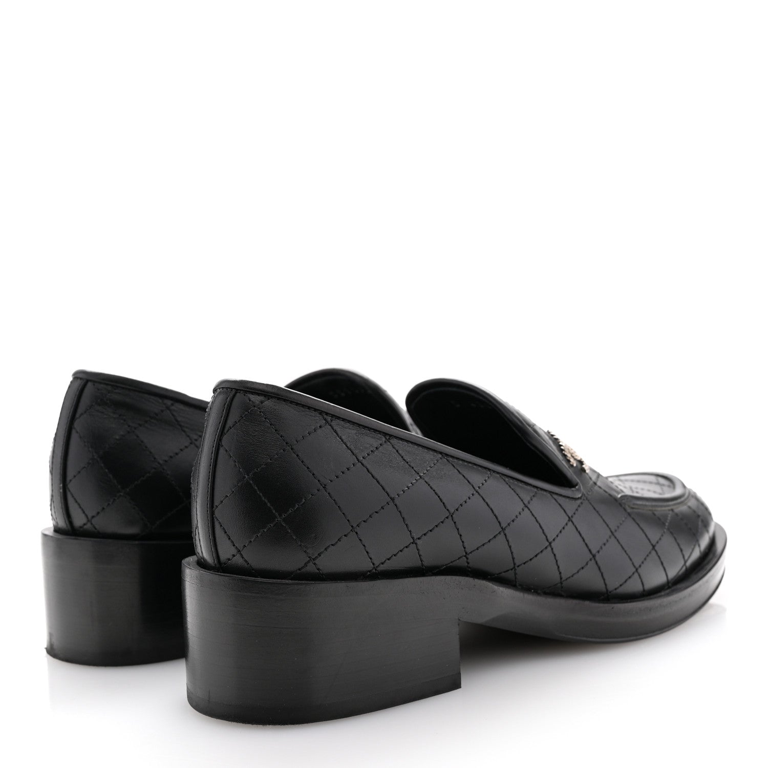 Chanel Calfskin Stitched CC Loafers 39 Black 5 of 11