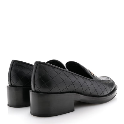 Chanel Calfskin Stitched CC Loafers 39 Black 5 of 11
