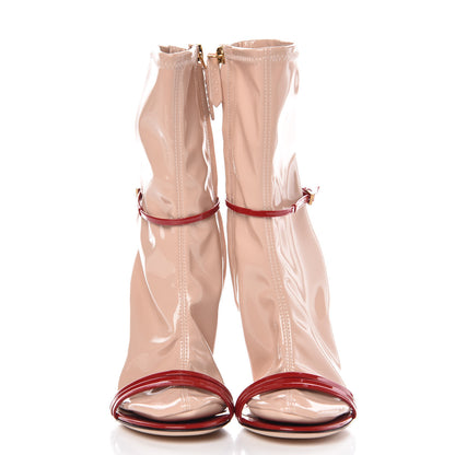 Gucci Patent Strappy Removable Sock Sandals 37 Skin Rose Hibiscus Red 3 of 12