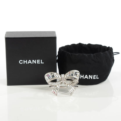 Chanel Crystal Baguette CC Bow Cuff Silver 5 of 5