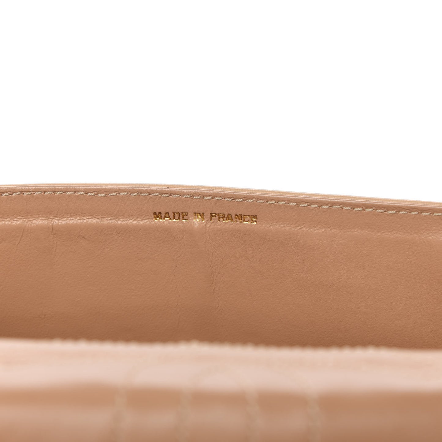 Lambskin Quilted Medium Double Flap Beige